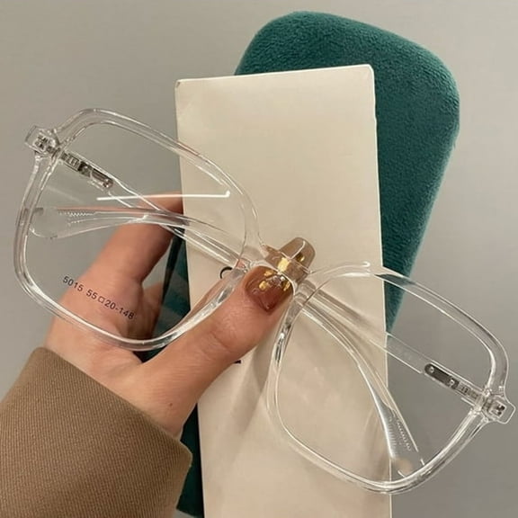 GJX Fashion Women Large Square Glasses Anti-Blue Light Clear Eyeglasses Ultralight Unisex Transparent Computer Glasses
