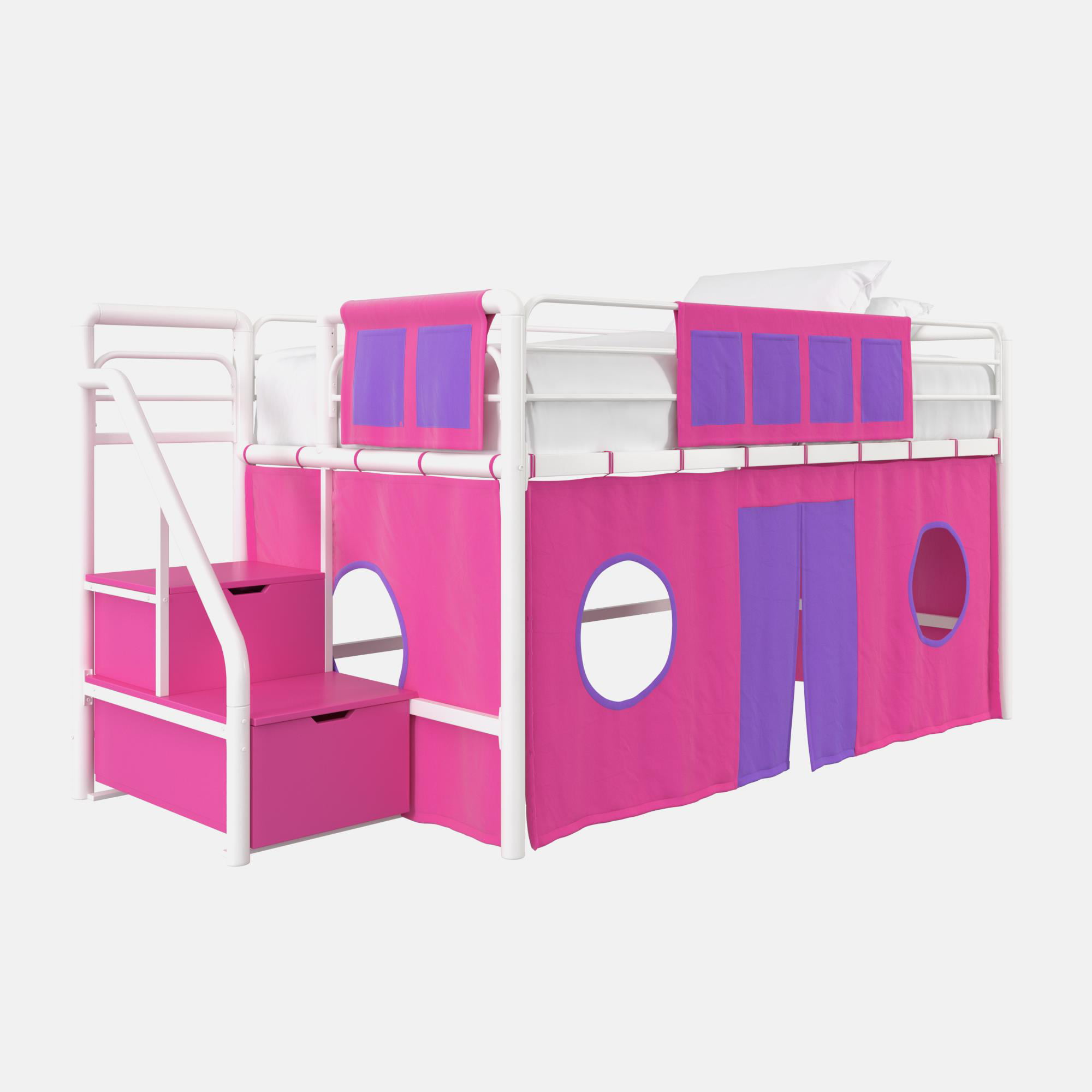 dhp junior twin loft bed with storage steps
