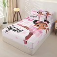 thumbnail image 2 of Castle Fairy Teens Black Cute Girl Zipper Twin Comforter Sets with Fitted Sheet and 2 Pillowcases,Ballet Dance Zipper Bedding Set,Pink Black,Grey Reversible,4-Piece, 2 of 6
