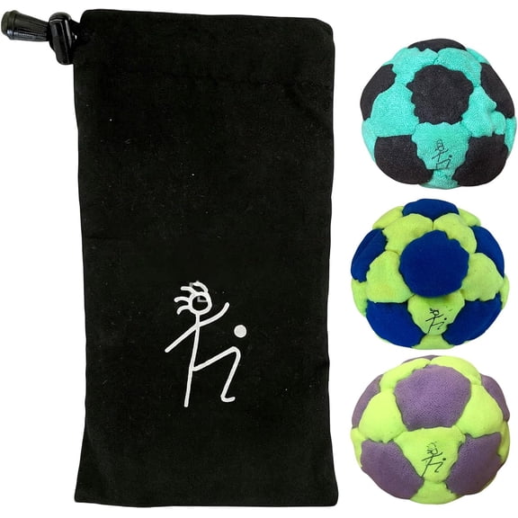 Hacky Ball Set Durable Hand Stitched Foot Bags for Adults - Classic Sand Filled Juggling Balls for Outdoor Exercise and Stress Relief