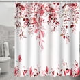 thumbnail image 3 of Dznils Red Eucalyptus Fabric Shower Curtain, Watercolor Floral Pattern with Hooks, 72" x 72", 3 of 11