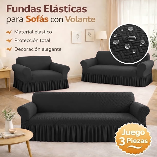 3 Piezas Cubre Sillones 1 2 3 Plazas, Funda Elástica de Spandex con Falda Decorativa, Protector Antimanchas y Antiarañazos para Gatos y Perros, Cobertura Completa para Sala, Oficina y Hogar,color 6