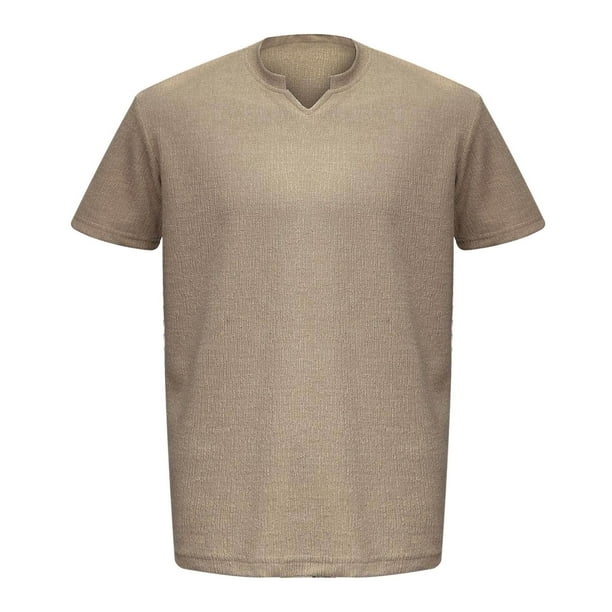 pstuiky camisetas para hombre, Camisa informal de manga corta con cuello en V y color liso para hombre ropa de hombre xl