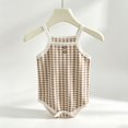 thumbnail image 2 of biudgviw Baby Girl Clothes Breathable Plaid Camisole Bodysuit Newborn Infant Outfit Button Front Sleeveless Casual Onesies(Coffee,0-3 Months), 2 of 7