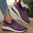thumbnail image 6 of Sparkly Sneakers,Wedge Sneakers,Women's Fashion Glitter Rhinestone Decor Platform Wedge Sneakers, Breathable Mesh Sparkly Glitter Tennis Shoes for Women, Casual Slip-On Walking Shoes,Purple,10, 6 of 7