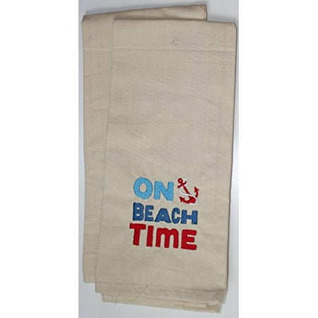 Embroidered Beach Towels Set of 2 Nantucket Home Embroidered Cotton Kitchen Towel Set, 18-Inch x 28-Inch (On Beach Time) ()