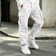 thumbnail image 4 of Spazoro Boys Cargo Pants with Multi-Pockets, Solid Color Breathable Elastic Waist Straight Leg Casual Trousers for Daily Streetwear White Size 5-6, 4 of 6