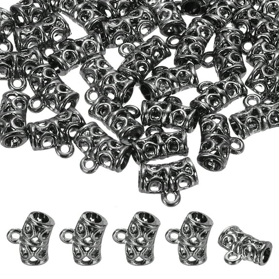 Spacer Bail Bead, 40 Pcs Spacer Beads Charms Holder Bracelet Tube Beads Hanger for Necklace Jewelry DIY Making, Black