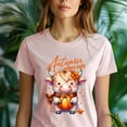 thumbnail image 5 of Autumn Vibes Only Cow Tee | Cute Pumpkin Fall Shirt | Unisex Casual T-Shirt, Light Pink, Size S, 5 of 6