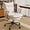 White, variant on White Leather Office Chair with Wheels, Triple-Layers Thicken Wide Seat Height Adjustable, Mid Back,  Desk Chair for Home, Office