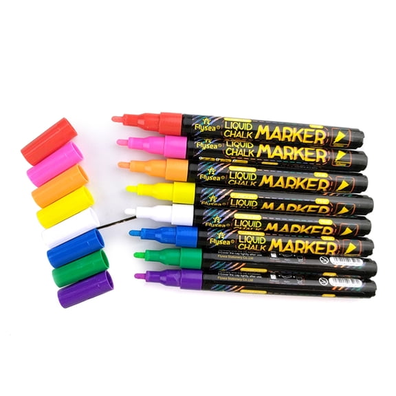 8Pcs Liquid Chalks Marker Fluorescent Highlighter Marker Pen Dry Erasable Pens