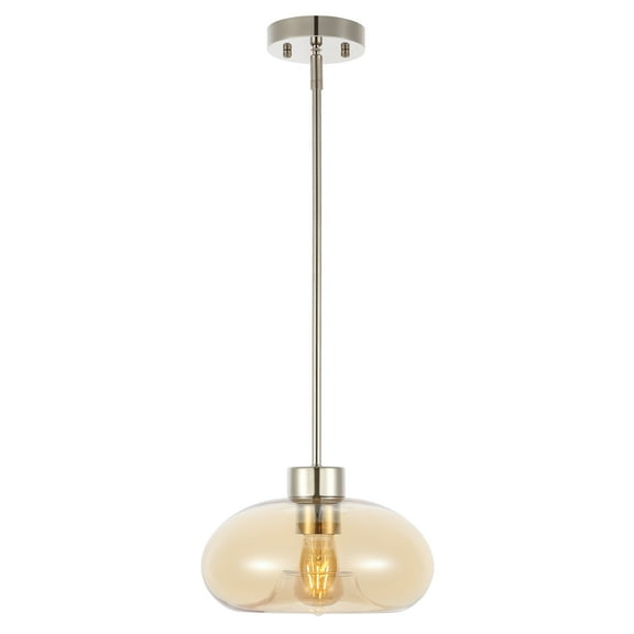 SAFAVIEH Jorie LED Amber Glass Pendant Light with Amber Shade