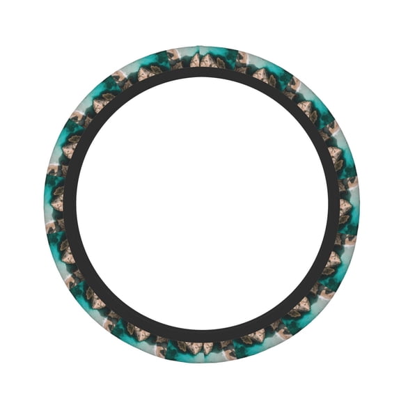 Logiee Turquoise Beach Kayaking Print Breathable Elastic Steering Wheel Cover, Non-Slip Stretch Steering Wheel Protector,Universal 15 Inch Fit Auto, Suvs, Truck