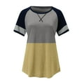 thumbnail image 4 of Povozer Womens Crewneck Tops Casual Printed Tops Short Sleeve T Shirt(Gold,L), 4 of 5
