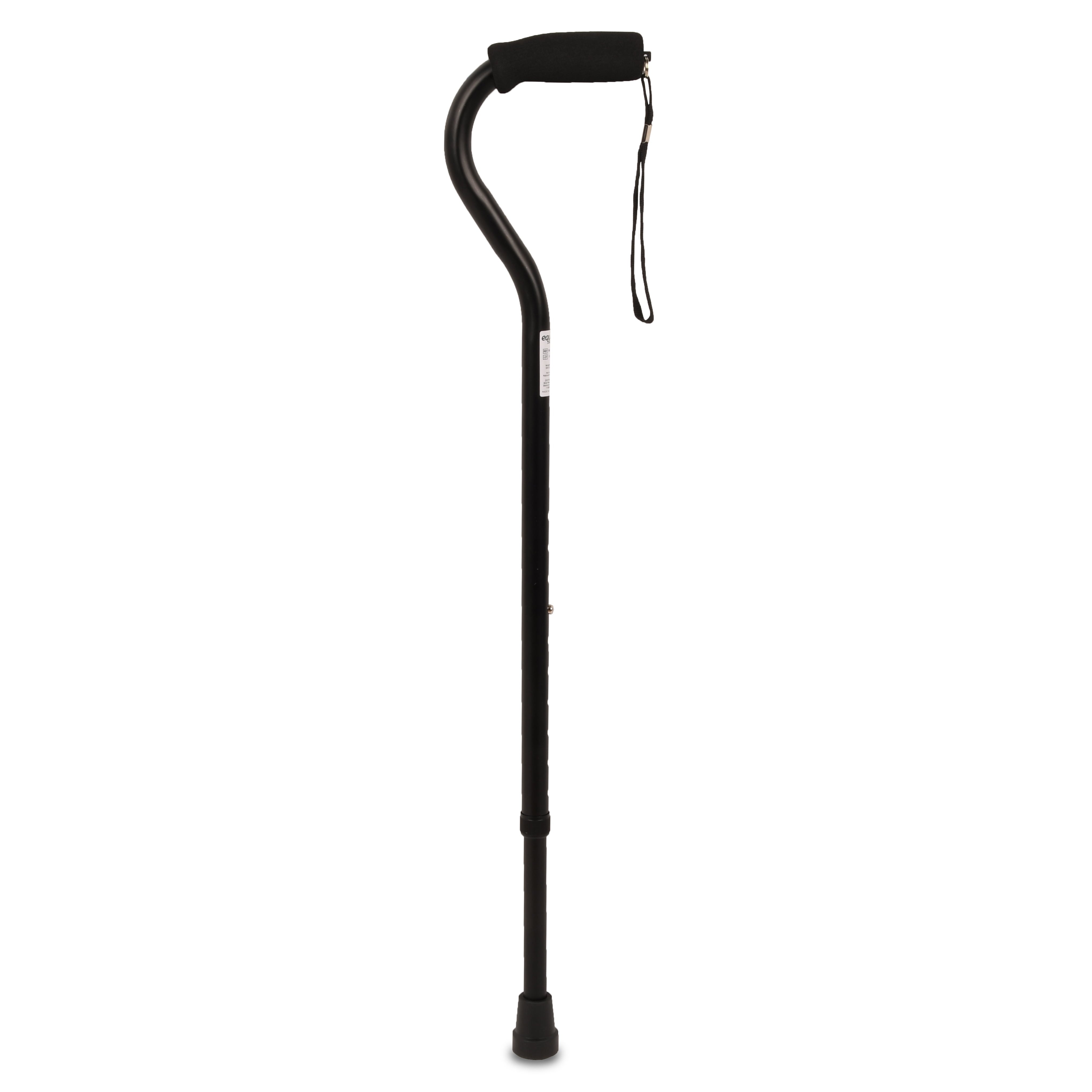 Equate Aluminum Mobility Offset Handle Cane With Foam Handles, Adjustable Height, Black