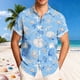 thumbnail image 1 of Blusa y camisa de manga corta con cuello vuelto para hombre, blusa informal de moda con cuello vuelto, blusa estampada de manga corta con botones, blusa de poliéster para hombre, 1 of 6