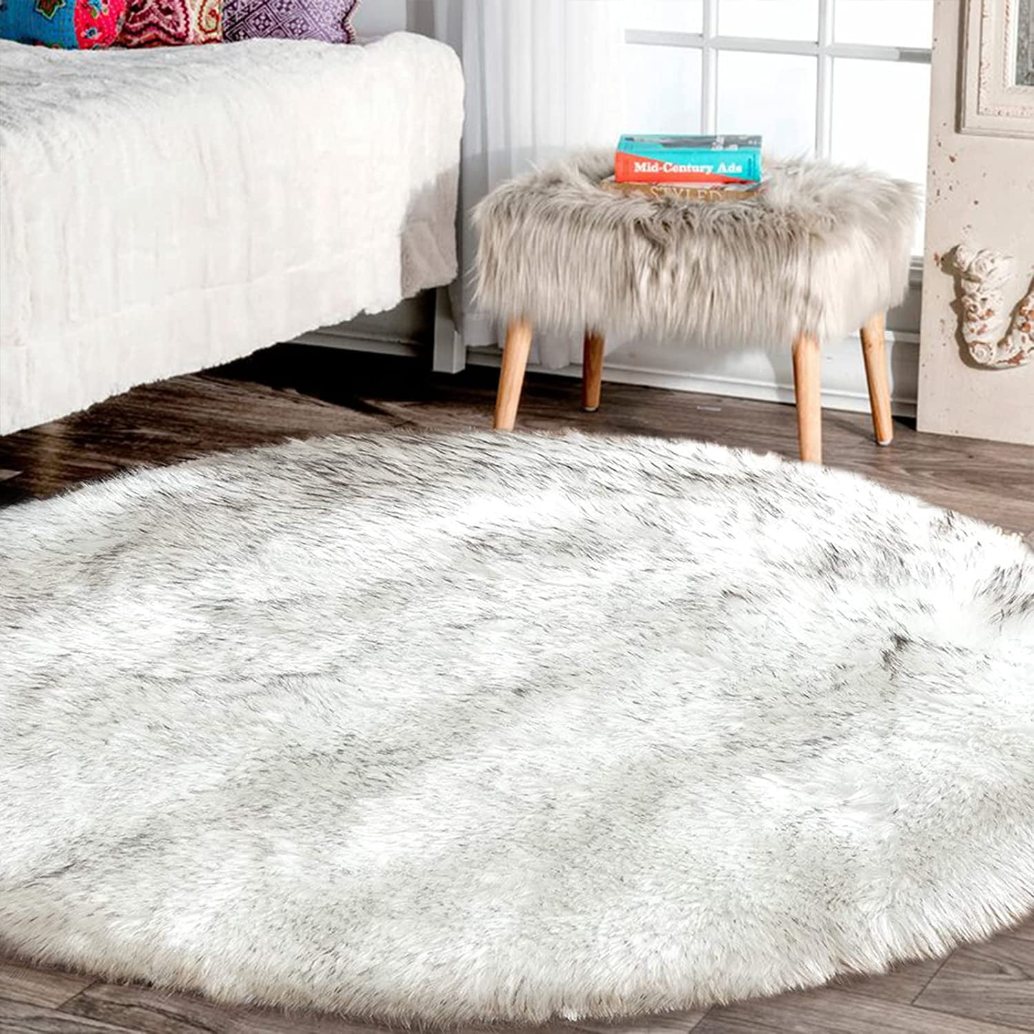 Latepis Large Circle Area Rugs for Living Room Round Rug 8ft Fluffy