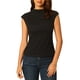 thumbnail image 1 of BLUSA DE CUELLO ALTO PARA MUJERES CHIC INSPIRE, CON MANGAS CORTAS, TEJIDO, TALLA M, NEGRO, 1 of 6