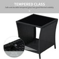 thumbnail image 5 of Kinbor Outdoor Side Table Wicker Rattan Side Tables, End Table for Patio with Glass Top Rattan Storage, Black, 5 of 8