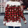 thumbnail image 6 of Christmas Outfits Women Drapped Cardigan Open Front Long Sleeve Coat with Santa Claus/Snowflake/Xmas Tree Prints (L, Red 04), 6 of 7