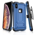 thumbnail image 1 of TJS Apple iPhone Xs MAX 2018 Case, 360° Belt Clip Holster Dual Layer Hybrid Shock Absorbing Resist Kickstand Armor Phone Case Cover (Blue), 1 of 8