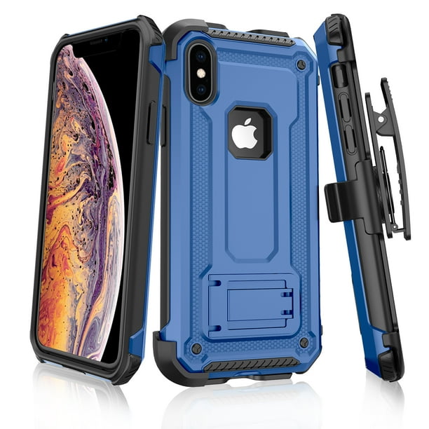TJS Apple iPhone XR 2018 Case, 360° Belt Clip Holster Dual Layer Hybrid