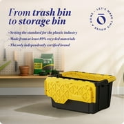 Homz Durabilt® 15 Gallon Flip Lid Tough Container, Black Base with Yellow Lid, Set of 6
