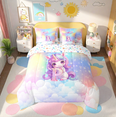 thumbnail image 2 of Erosebridal Cute Unicorn Bed In A Bag King Size, Initial Printed P Bed Set, Rainbow Galaxy Bedding King Size, Microfiber Bedroom Decorative,7 Pieces Reversible, 2 of 5
