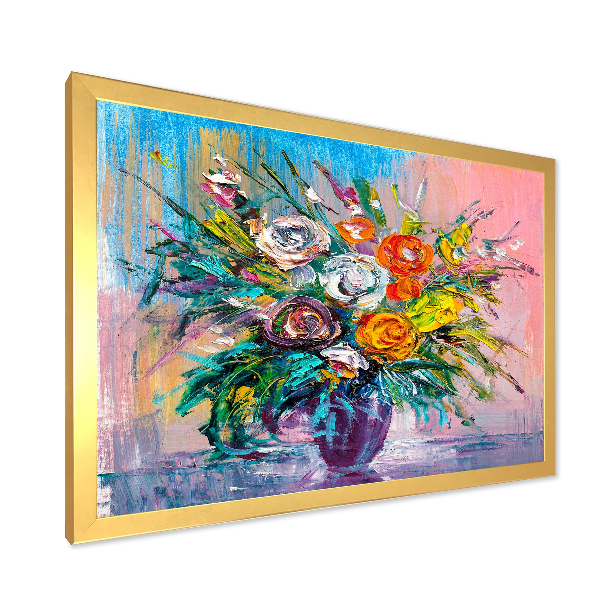 Designart 'Bouquet Of Vibrant Colored Flowers' Traditional Framed Art Print