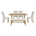 thumbnail image 4 of Bellemave 6 Piece Kitchen Dining Table Set, Rectangular Table with 4 Upholstered Chairs and a Bench, Wood Dining Room Table Set for 6 People, Living Room Furniture（Natural Wood Wash）, 4 of 9