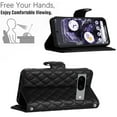 thumbnail image 4 of Elegant PU Leather Wallet Case for Google Pixel 8 with Wrist Strap, Women Girls Shockproof Kickstand Magnetic Closure Card Slots Rugged Phone Case Cover for Google Pixel 8, Black, 4 of 7