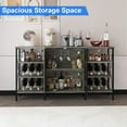 thumbnail image 5 of M optimized Industrial Wine Bar Cabinet with LED Light, Coffee Bar with Wine Rack and Glass Holder, Metal Sideboard Liquor Cabinet with Mesh Door for Living Room, Dining Room, 5 of 7