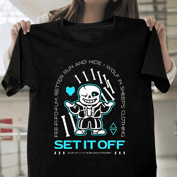 Set It Off Duality Undertale Sans Parody Unisex T-Shirt, up to size 3XL.