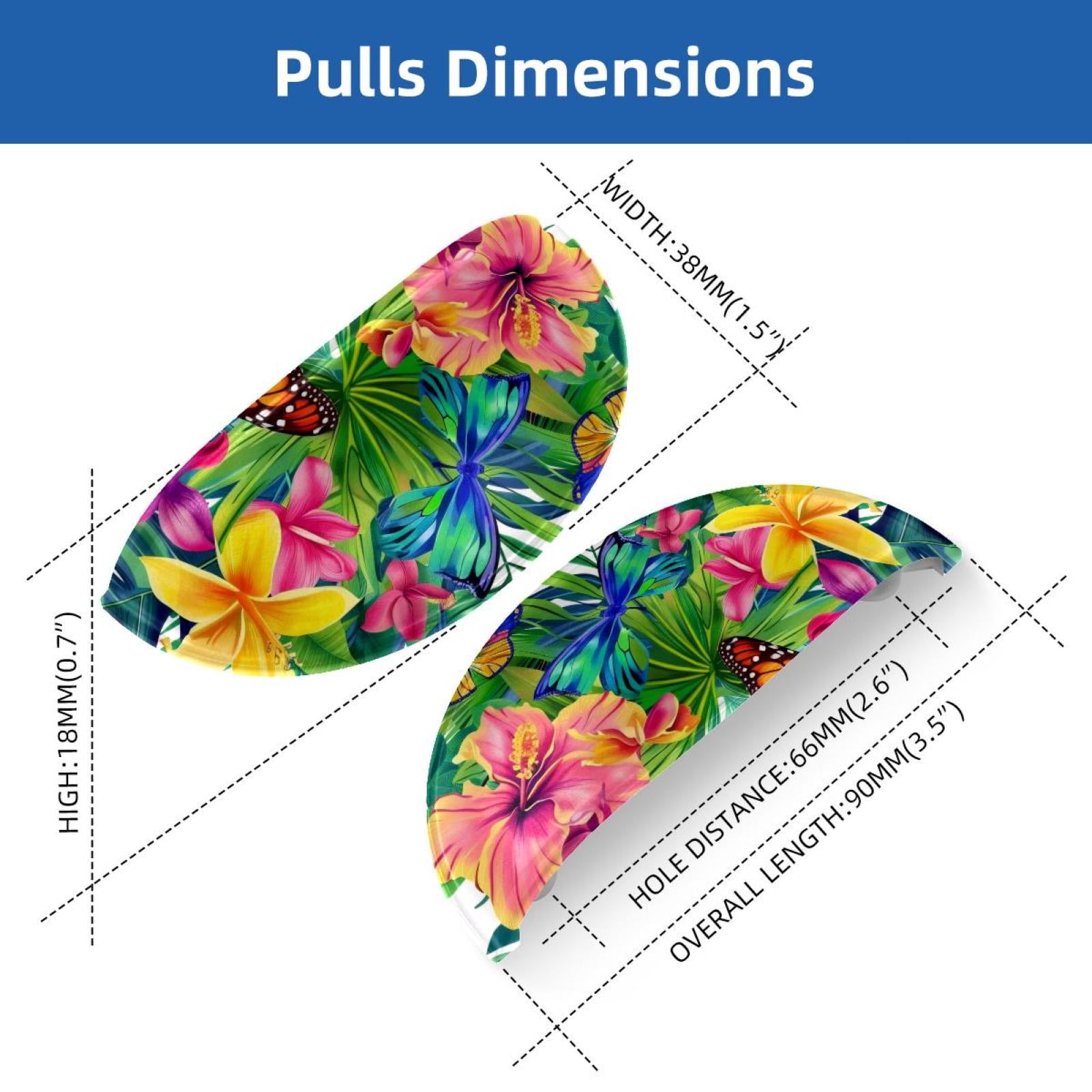 PhooArto 6 Pcs Cup Drawer Pulls, Tropical Leaves Flowers and Butterfly Shell Shape Handles Cabinet Knobs for Dresser Cupboard Closet Wardrobe with Screws