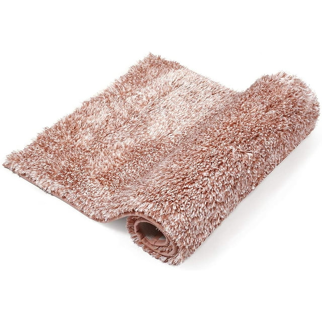 CPDD Bath Rug ,24\u201dx40\u201d,100% Polyester Extra Shaggy Soft and Non-Slip Machine Washable Dry Bathroom Mats,Thick Plush Rugs for Bathroom Bathtub Kids Tub Shower,Pink Pink 24”x40”