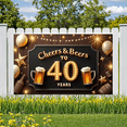 thumbnail image 5 of Yatrandify Retro Design Happy Birthday Banner Gold Accents 40th Birthday Cheers Beers Celebration for Adult Party Funny Events, 5 of 7