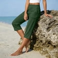 thumbnail image 7 of Capri Pants for Women Cotton Linen Casual Straight Leg Capris Pockets Fashion Side Button Designs Capri, 7 of 7