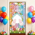 thumbnail image 4 of YaoZQ Happy Easter Door Cover, Cute Bunny and Ears on Colorful Wood Background, Spring Holiday Front Door Decoration Banner, Multicolor, 35 x 71 in, 4 of 7