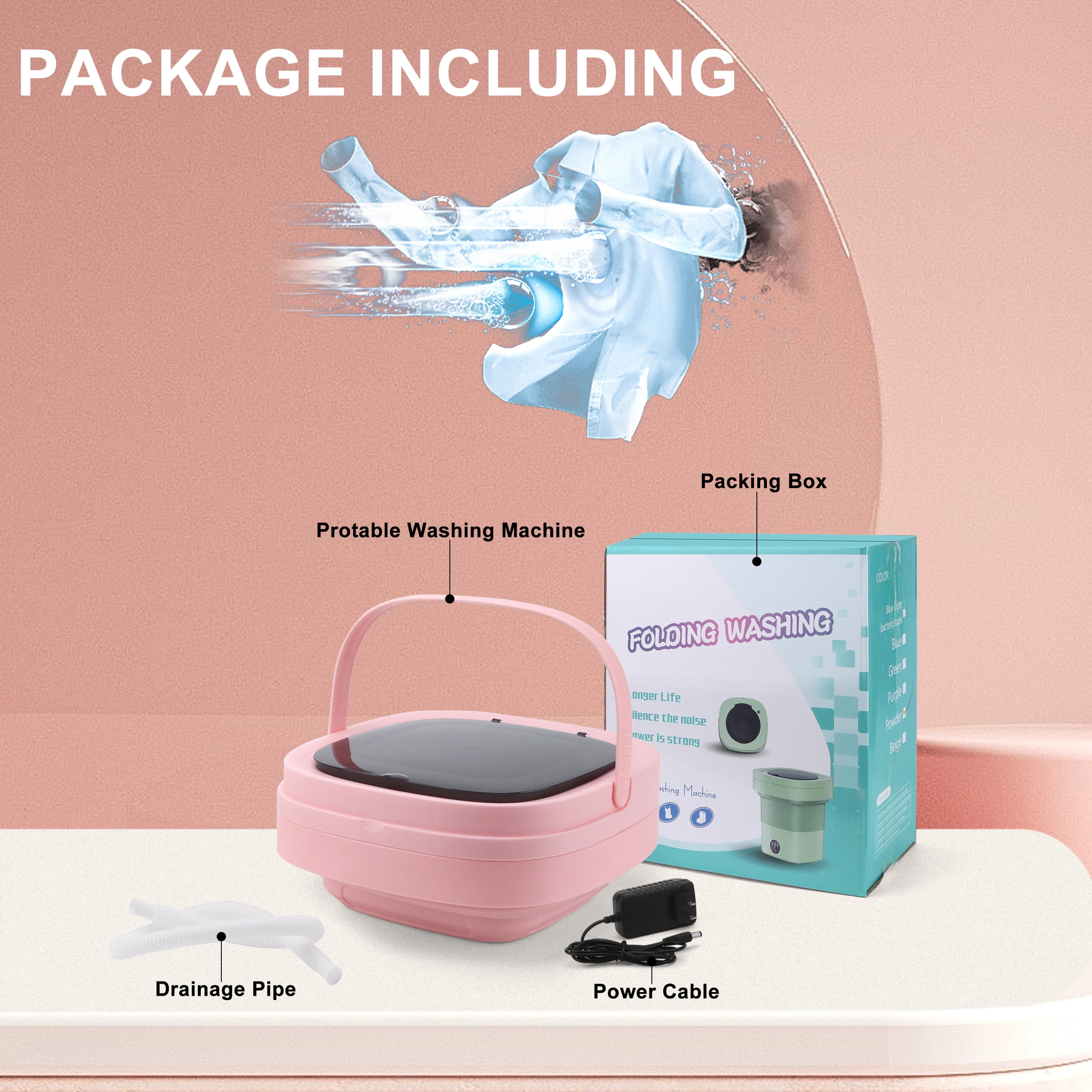 Hsfviop Portable Washing Machine, 11L Foldable Washer for Apartment, Camping, RV, Travel, Underwear, Socks