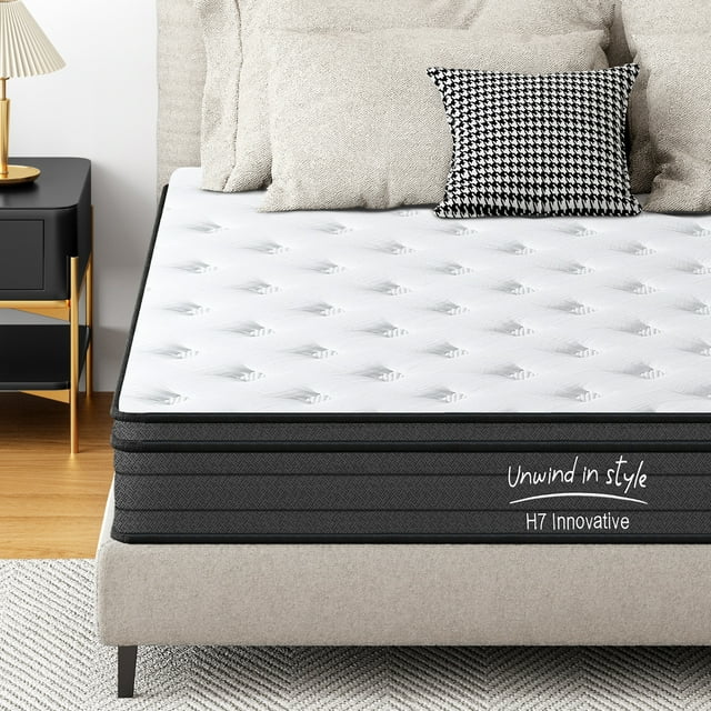 SogesPower King Size Hybrid Mattress - 12 Inch, Gel Memory Foam & Pocket Spring, Medium Firm