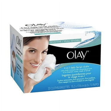 Olay 4 In 1 Daily Facial Cloths, Sensitive And Fragrance Free - 33 Ea