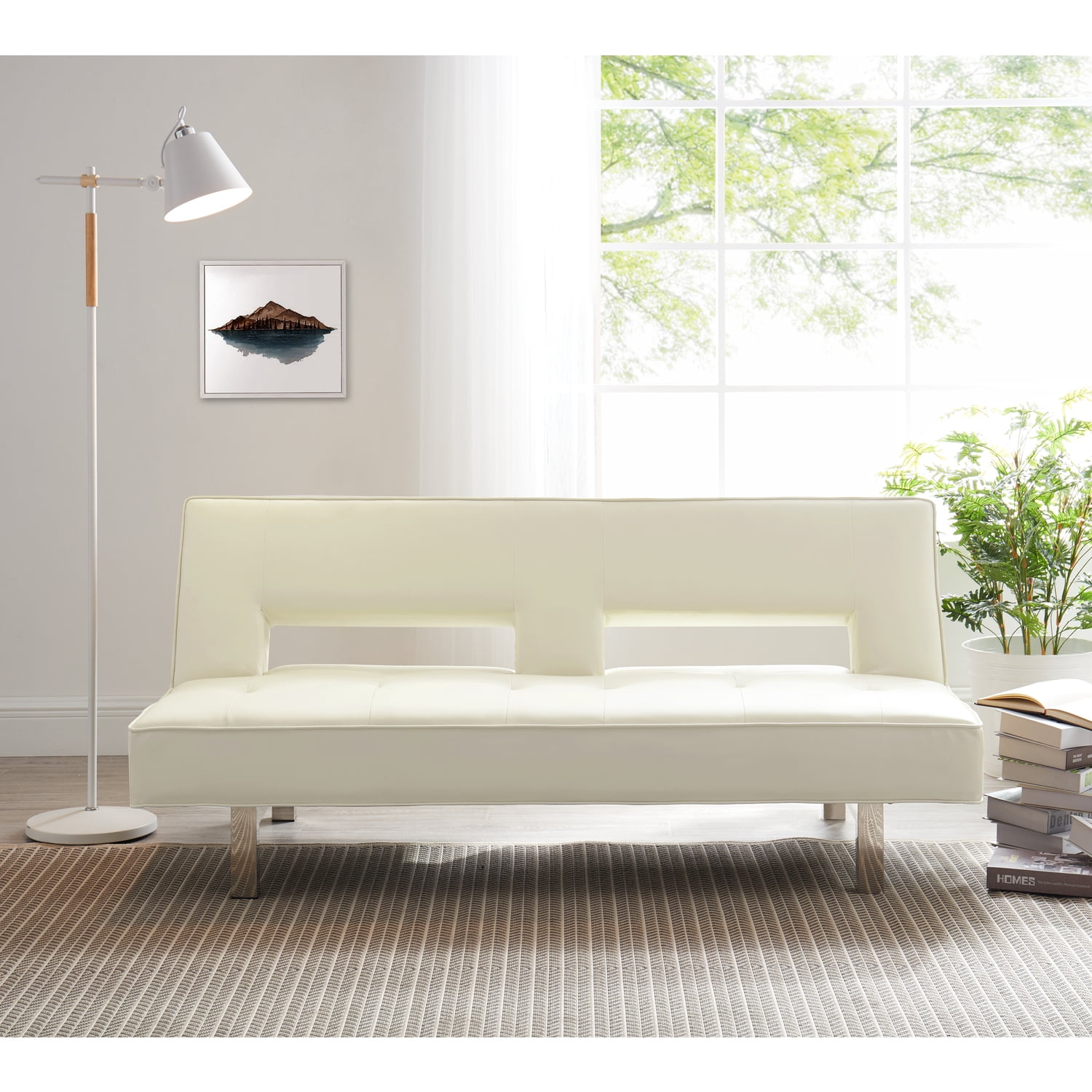 Cream leather futon deals