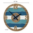 thumbnail image 3 of La Mer Coastal Wooden Plank Wall Clock Blue 24 Inches Diameter, 3 of 5
