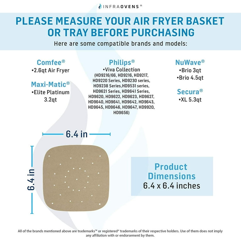 Air Fryer Liners Compatible with Bella, Chefman, Comfee, Cosori, Dash,  Nuwave® Brio, Philips and More | Unbleached Air Fryer Parchment Paper  Sheets