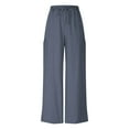 thumbnail image 2 of Plebaso Wide Leg Pants Womens Loose Drawstring Casual Pants Lightweight Plain Trousers with Pockets, 2 of 6