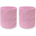 thumbnail image 2 of COUVER 4 Inch Solid Terry Cotton Athletic Sweat Wristbands Light Pink 2 Pairs (Mens), 2 of 8
