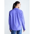 thumbnail image 4 of Free Assembly Women's and Women's Plus Button Front Cotton Shirt with Long Sleeves, Sizes XS-4X, 4 of 6