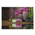 thumbnail image 2 of Spa Cutting Board, Spa Flower and Water Reflection Aromatherapy Bamboo Blossom Candlelight Print, Decorative Tempered Glass Cutting and Serving Board, Large Size, Pink Green Umber, by Ambesonne, 2 of 5