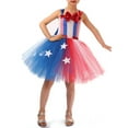 thumbnail image 3 of Yunliwuli Kid Girl 4th of July Costume, Star Stripe Print Sleeveless Tulle Patchwork Dress Cosplay Clothes for Independence Day, 3 of 10