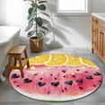 thumbnail image 3 of Round Rugs 4Ft, Red Watermelon Round Area Rug Washable Indoor Throw Carpet, Yellow Lemon Summer Fruit Country Soft Non Slip Circle Rug for Kitchen Nursery Room Home Decor Aesthetic, 3 of 8